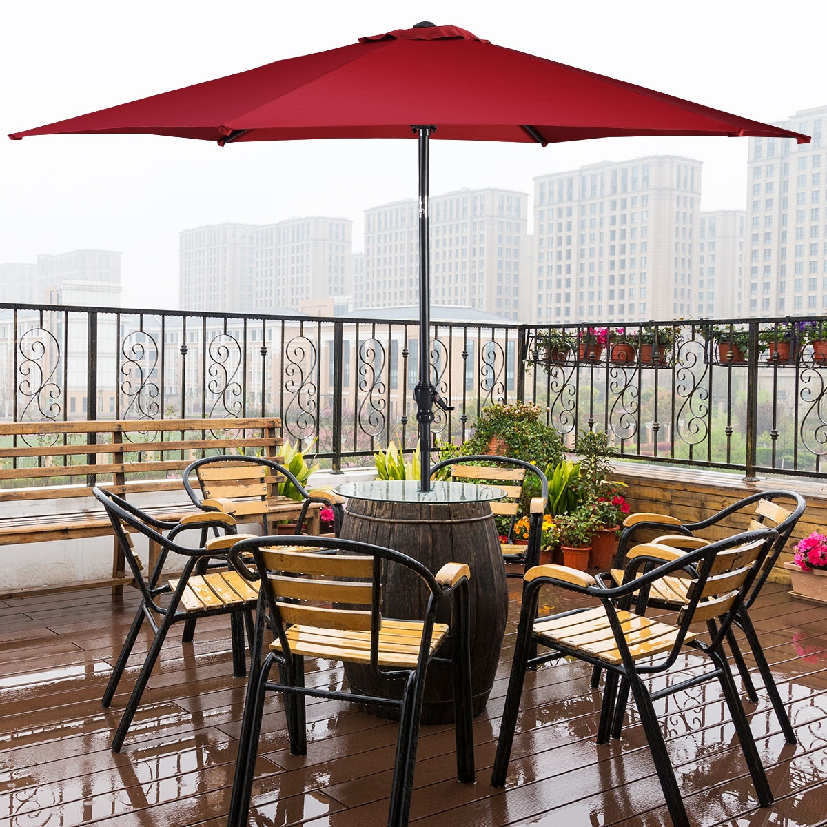 10 Ft. 6 Ribs Patio Umbrella With Crank
