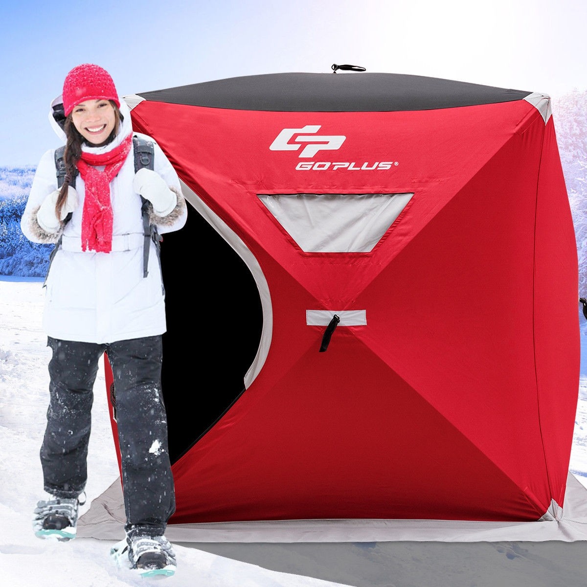 2-Person Portable Pop-up Ice Shelter Fishing Tent With Bag