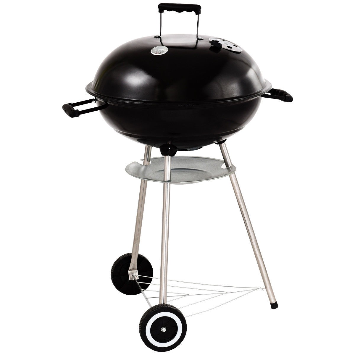 18.5 In. Outdoor Backyard Cooking Kettle Charcoal Grill With Wheels