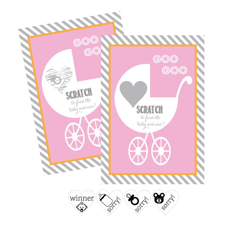 Pink Baby Carriage Scratch Off Game Cards - Set of 12