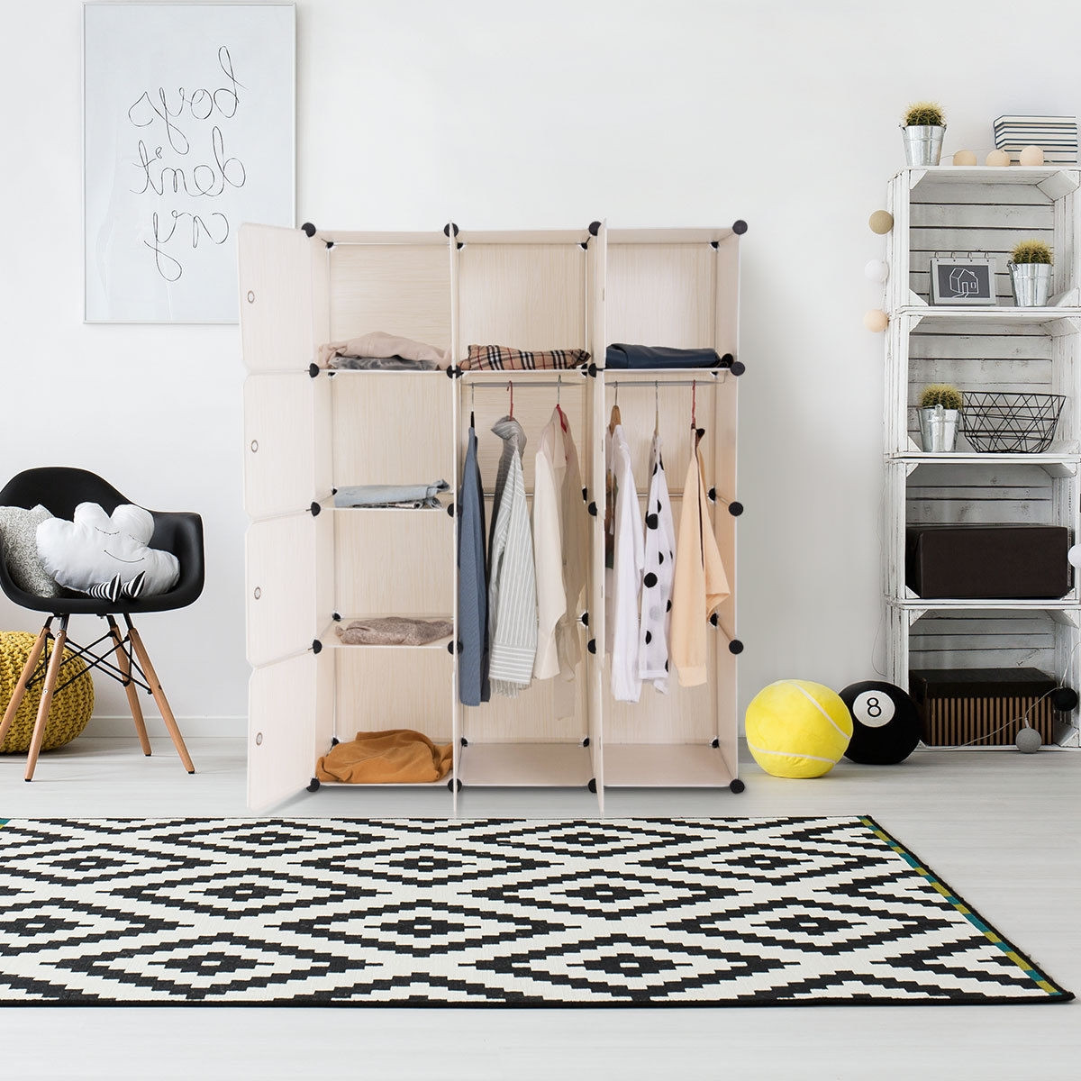DIY Cube Portable Closet Wardrobe Storage Cabinet With Doors