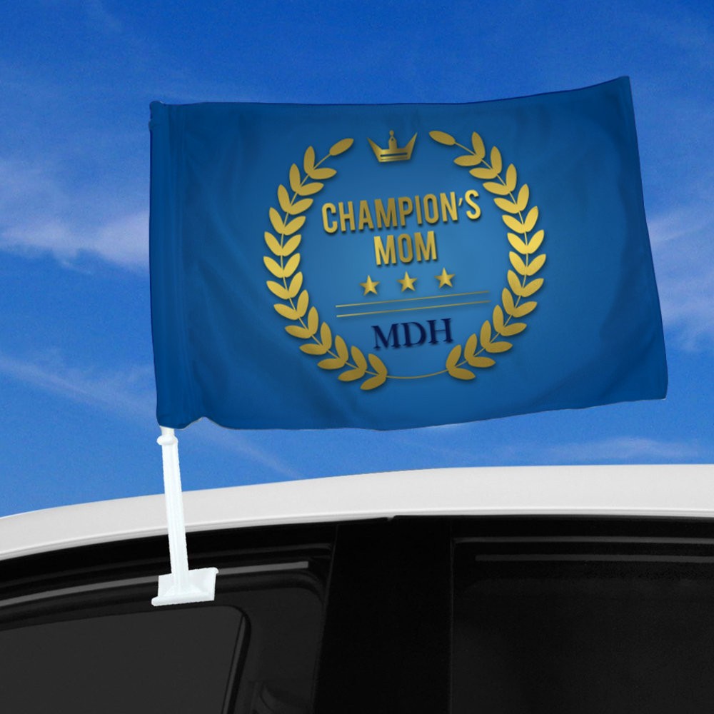 Personalized Champion's Mom Car Flag