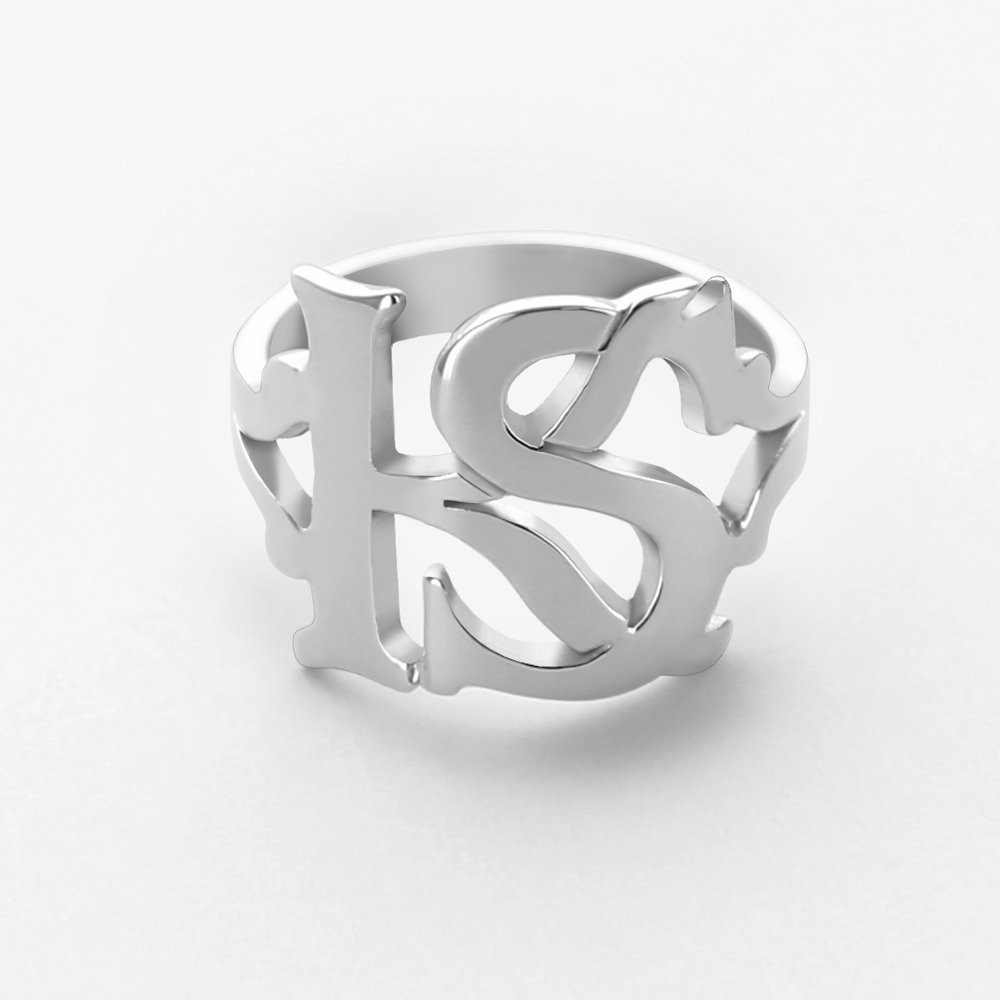 Personalized Sterling Silver Two Initial Ring