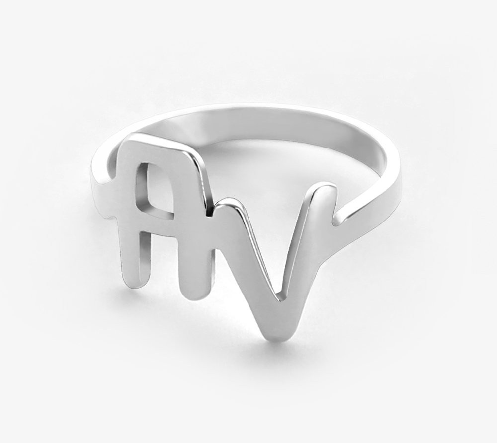 Personalized Two Initials Sterling Silver Ring