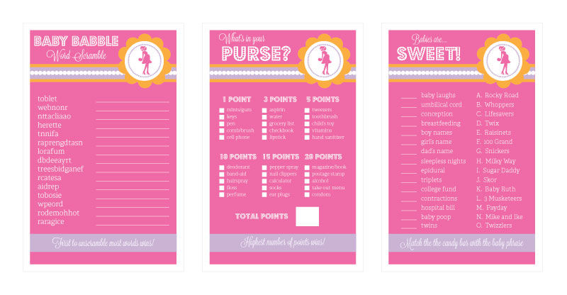 Baby Shower Games - Set of 10  - Going to Pop Pink