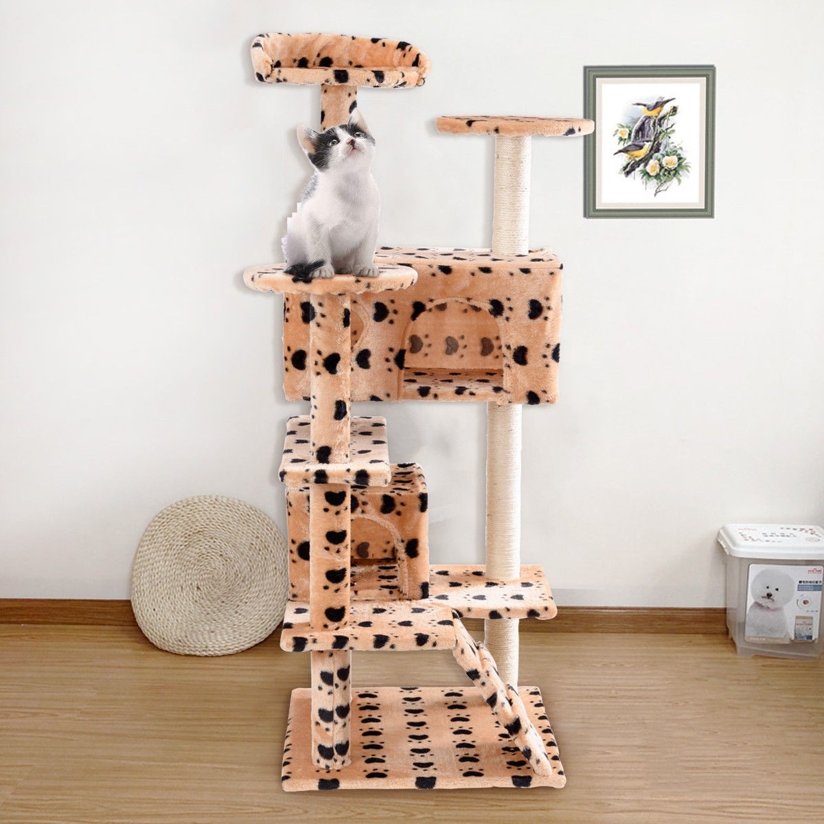 52 In. Cat Scratching Post and Ladder Kitten Tower Tree