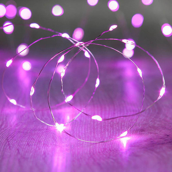 Purple 20 LED Copper Fairy Lights