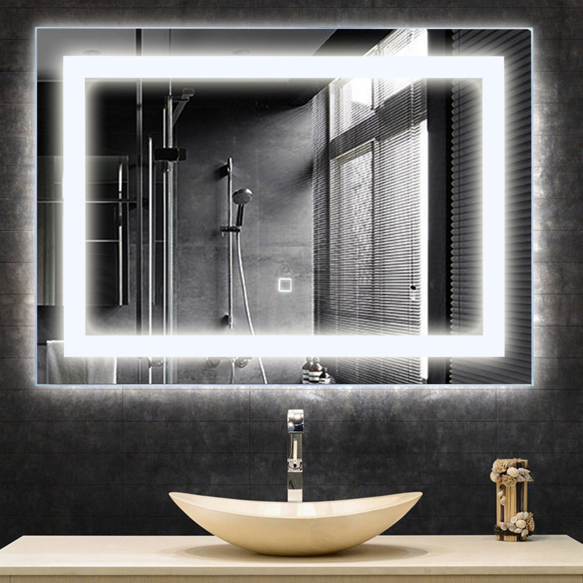 27.5 In. LED Wall-Mounted Rect Bathroom Mirror W / Touch