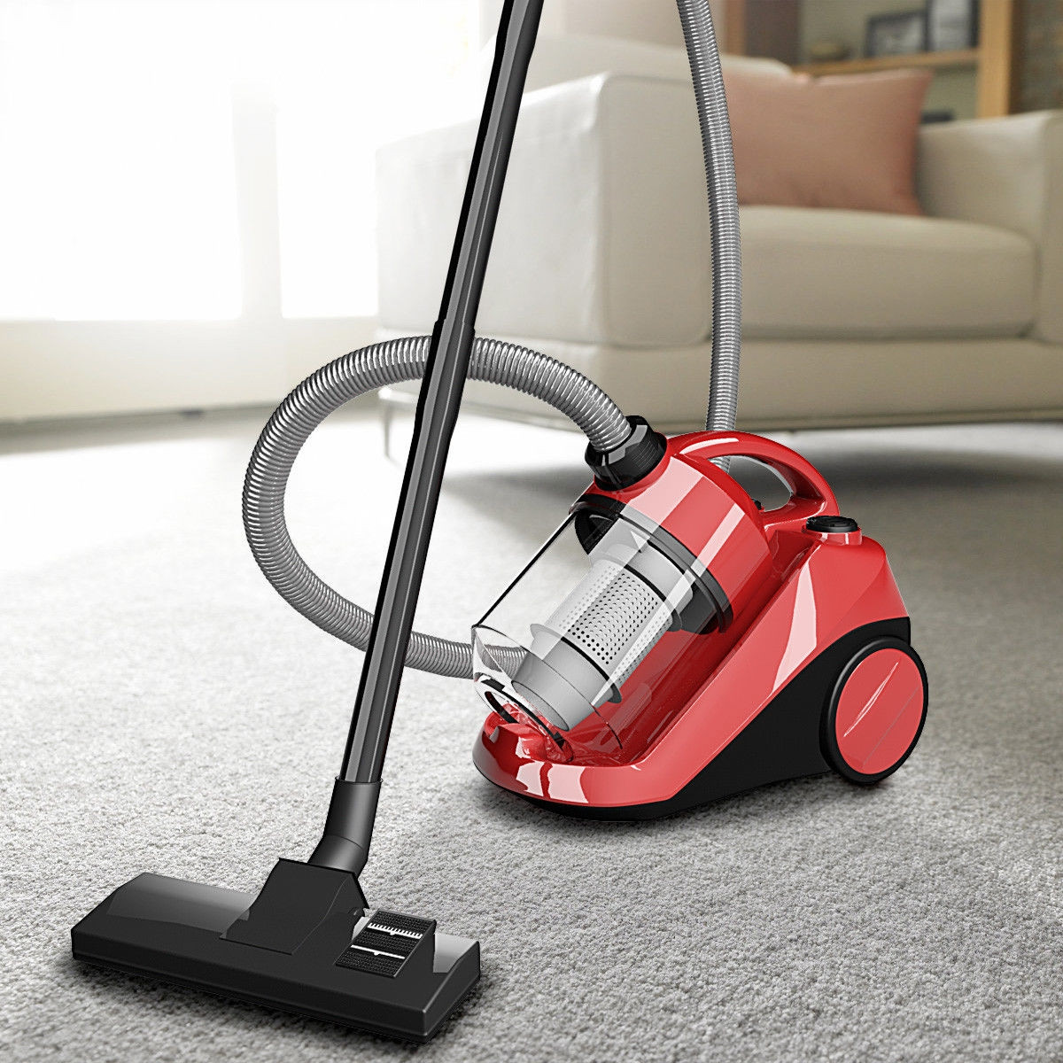 Bagless Cord Rewind Canister Vacuum Cleaner W / Washable Filter