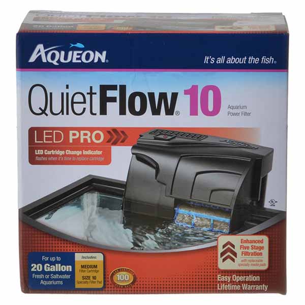 Aqueous Quiet Flow LED Pro Power Filter - Quiet Flow 10 - Aquariums up to 10 Gallons