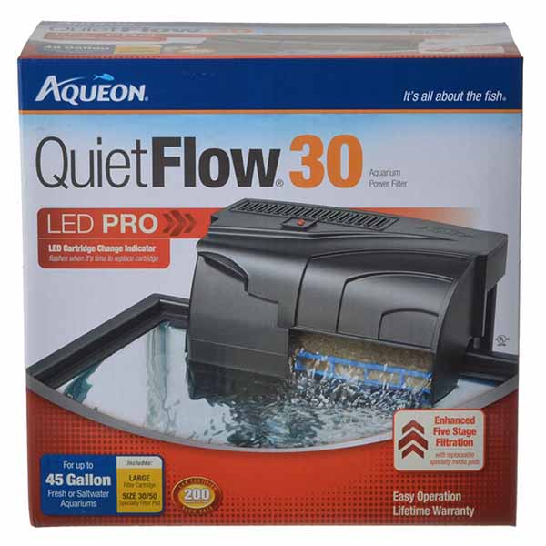 Aqueous Quiet Flow LED Pro Power Filter - Quiet Flow 30 - Aquariums up to 30 Gallons