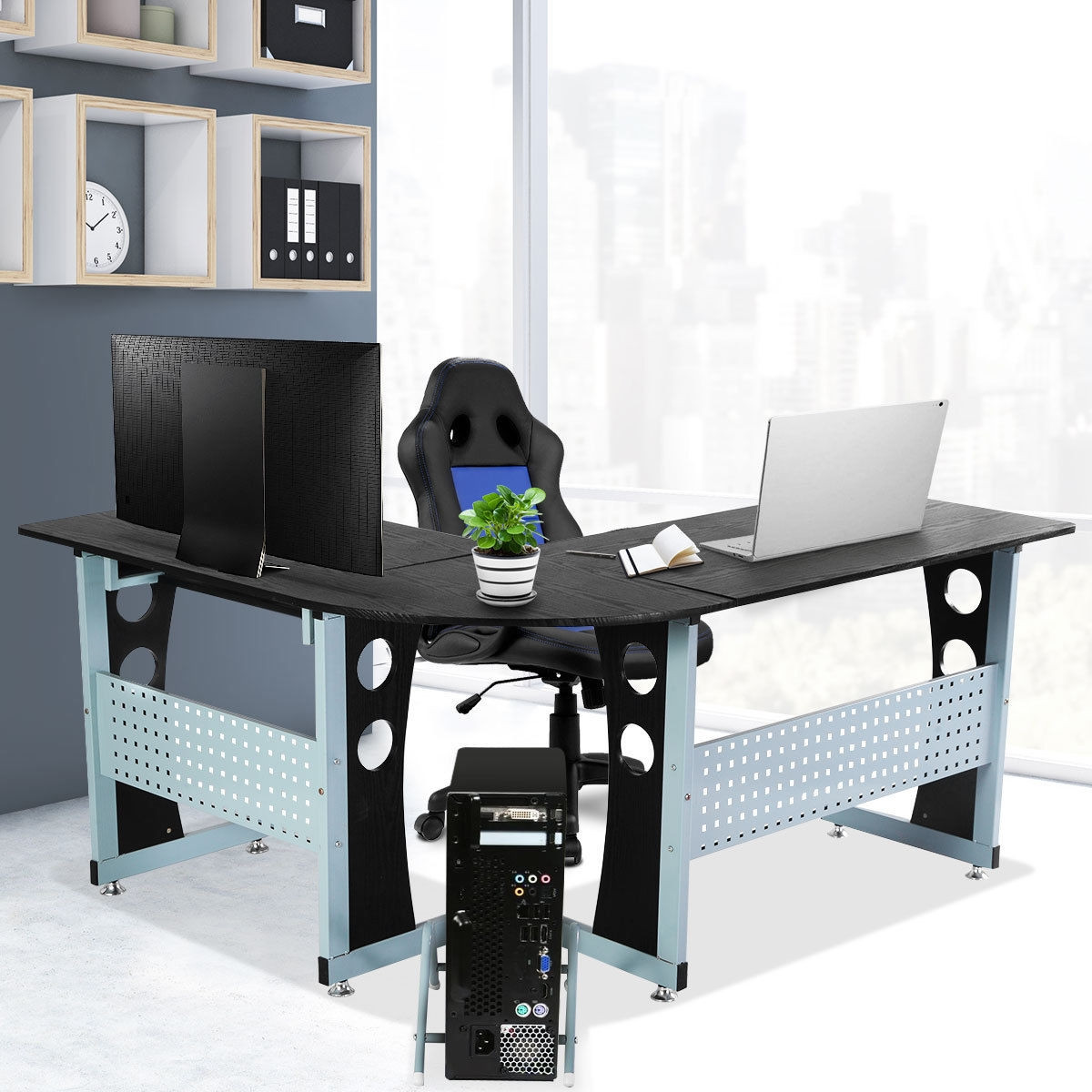 Wood L-Shape Corner Computer Desk