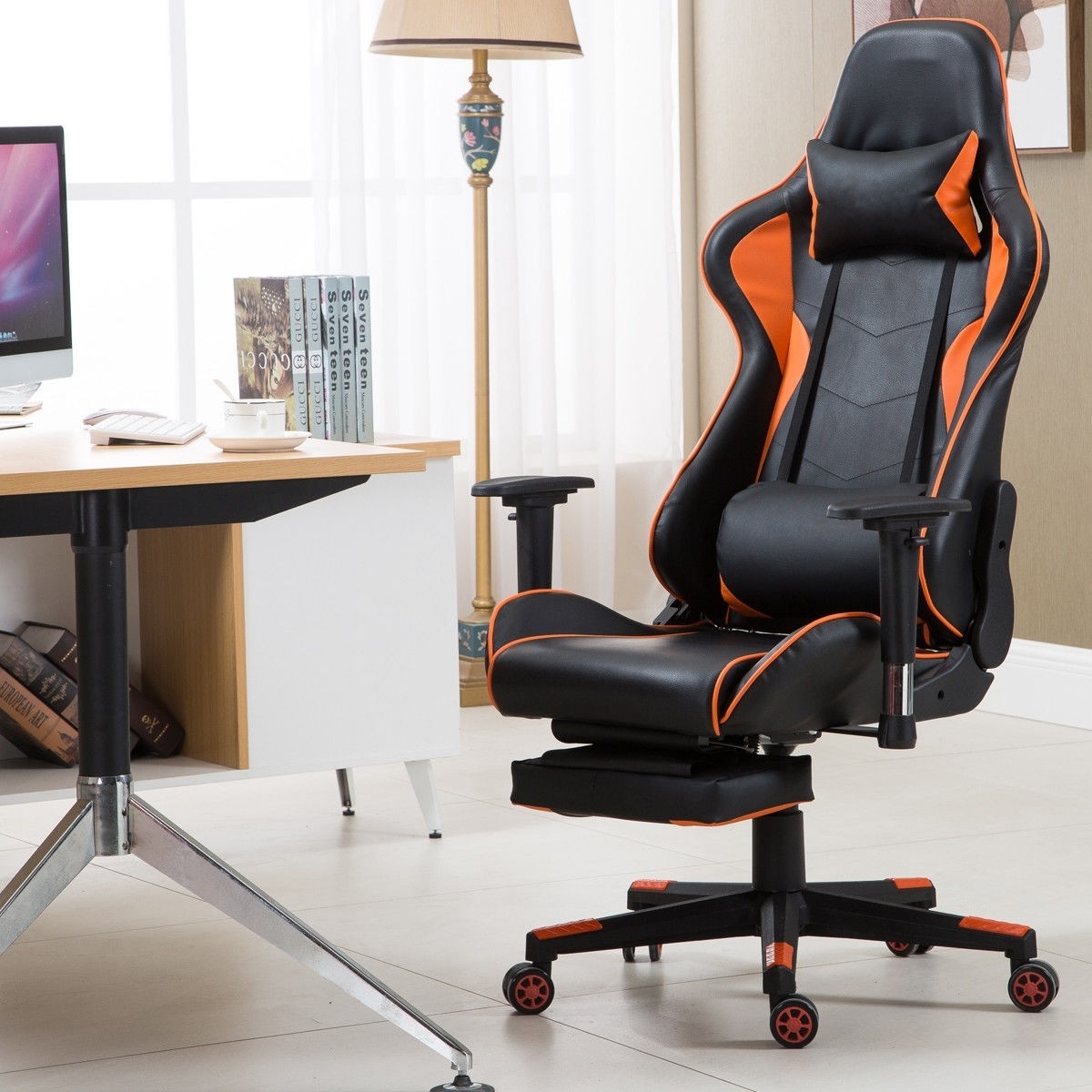 High Back Racing Recliner Gaming Chair With Footrest