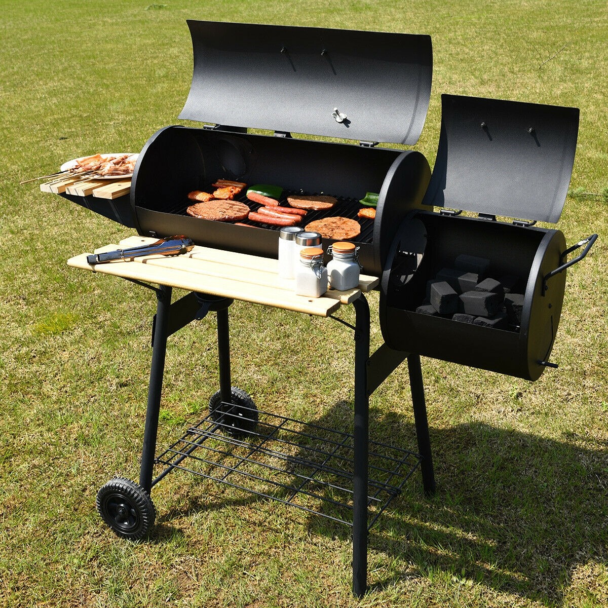 Charcoal Barbecue Patio Backyard Grill With Offset Smoker