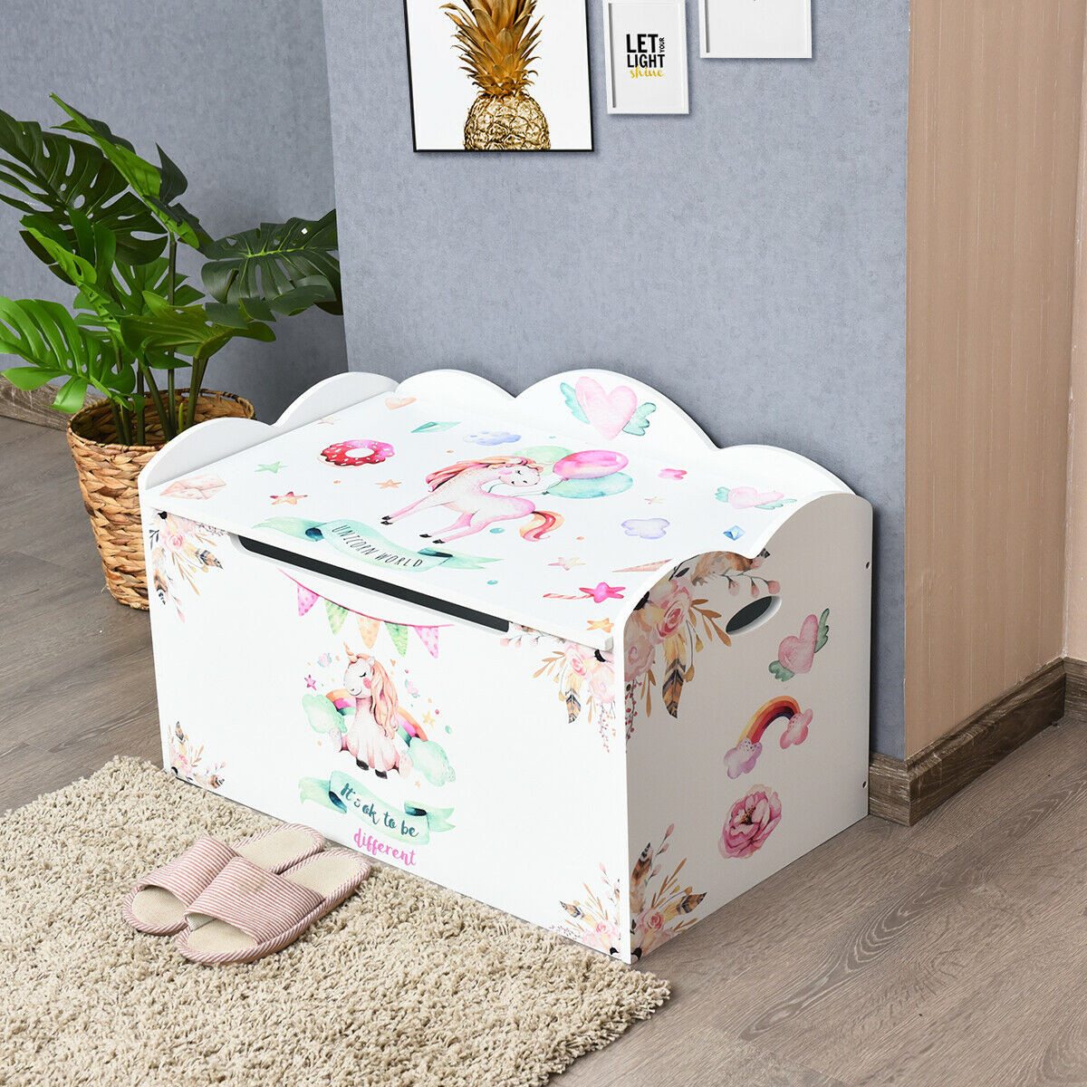 Wooden Toy Box Storage With Seating Bench For Kids