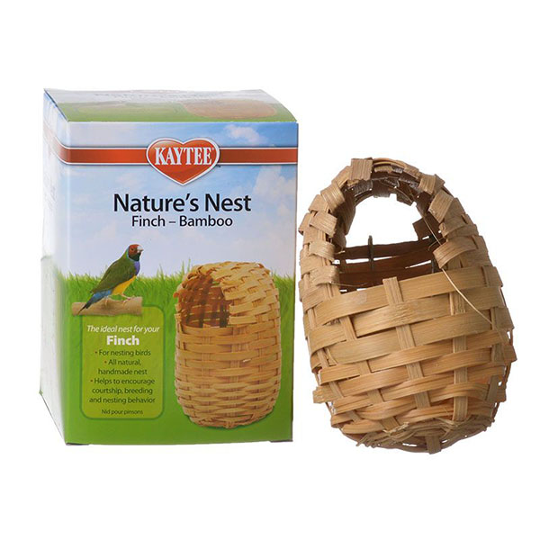 Kaytee Nature's Nest Bamboo Nest - Finch - Regular - 3.75 in. L x 3.75 in. W x 4.5 in. H - 4 Pieces