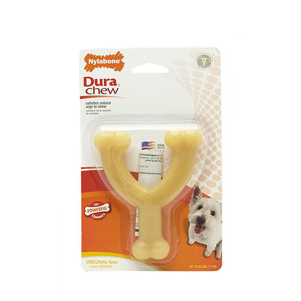 Nylabone Dura Chew Wishbone - Original Flavor - Regular - For Dogs up to 50 lbs - 4 Pieces