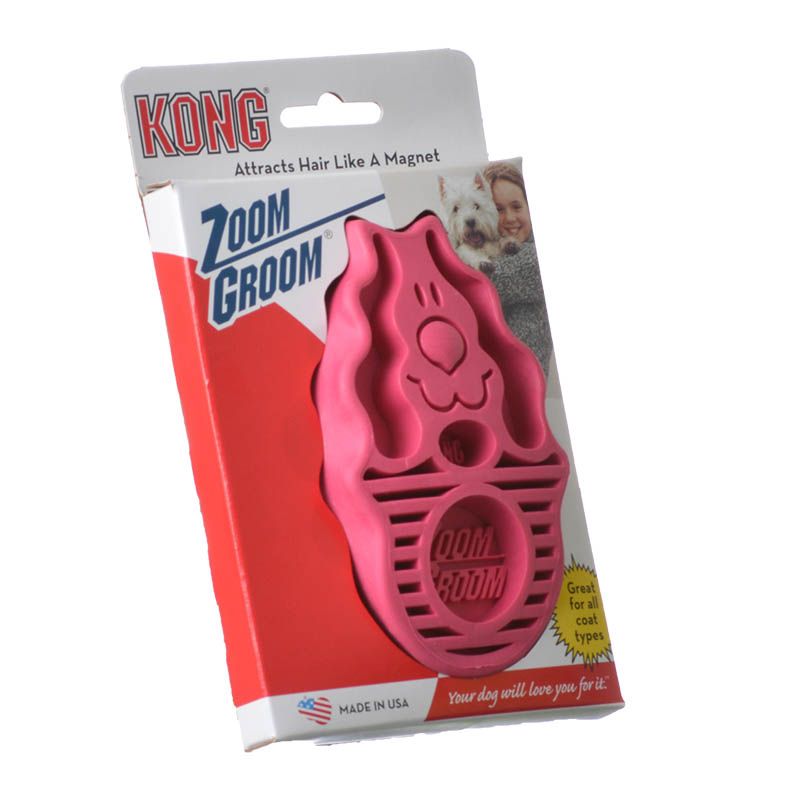 Kong Zoomgroom Dog Brush - Raspberry - Regular For all Dogs