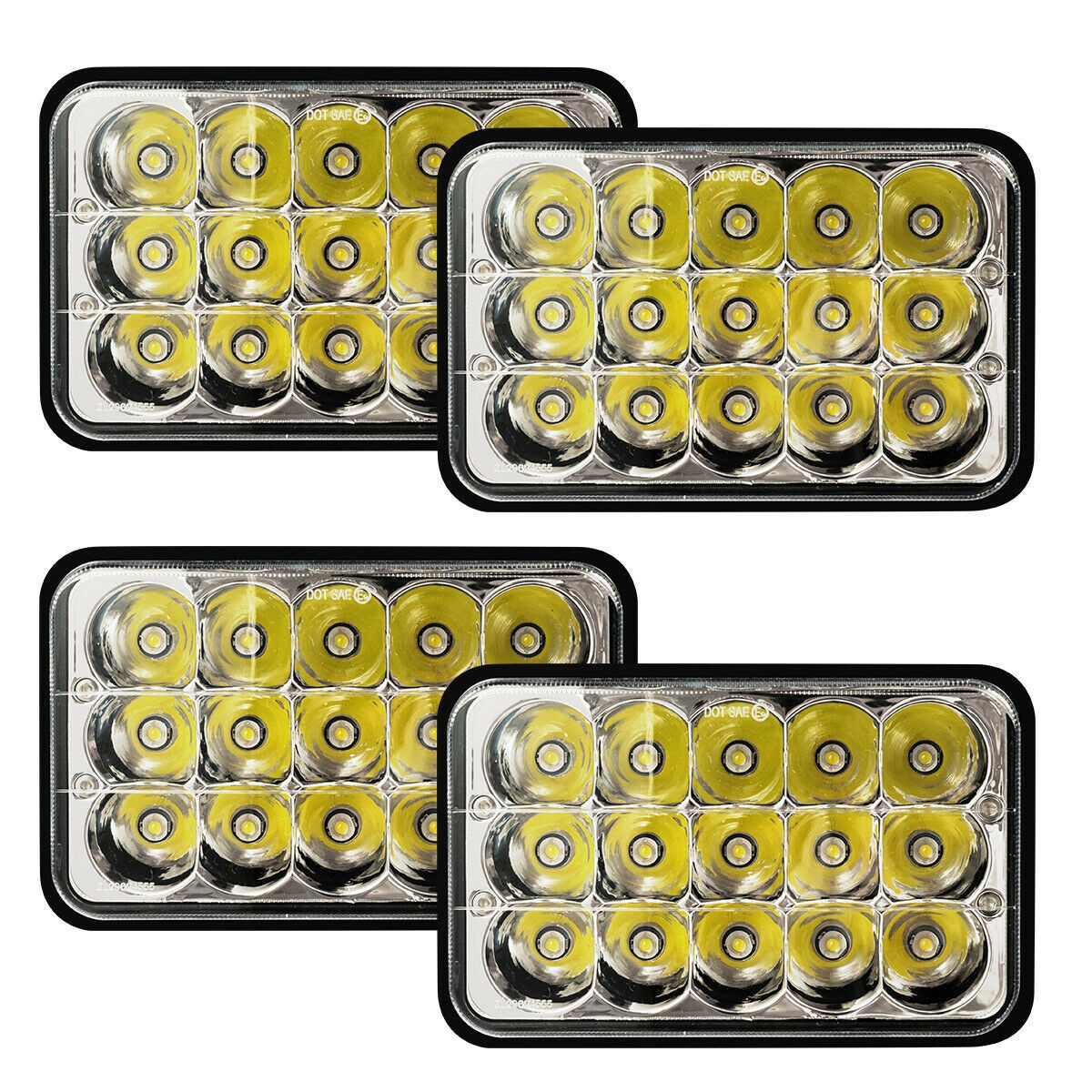 4 In. x 6 In. 4 pcs Rectangle High Low Sealed LED Headlight
