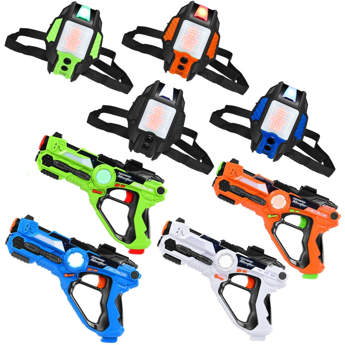 4 Pcs Laser Tag Guns Set With Vests LED Target Armor