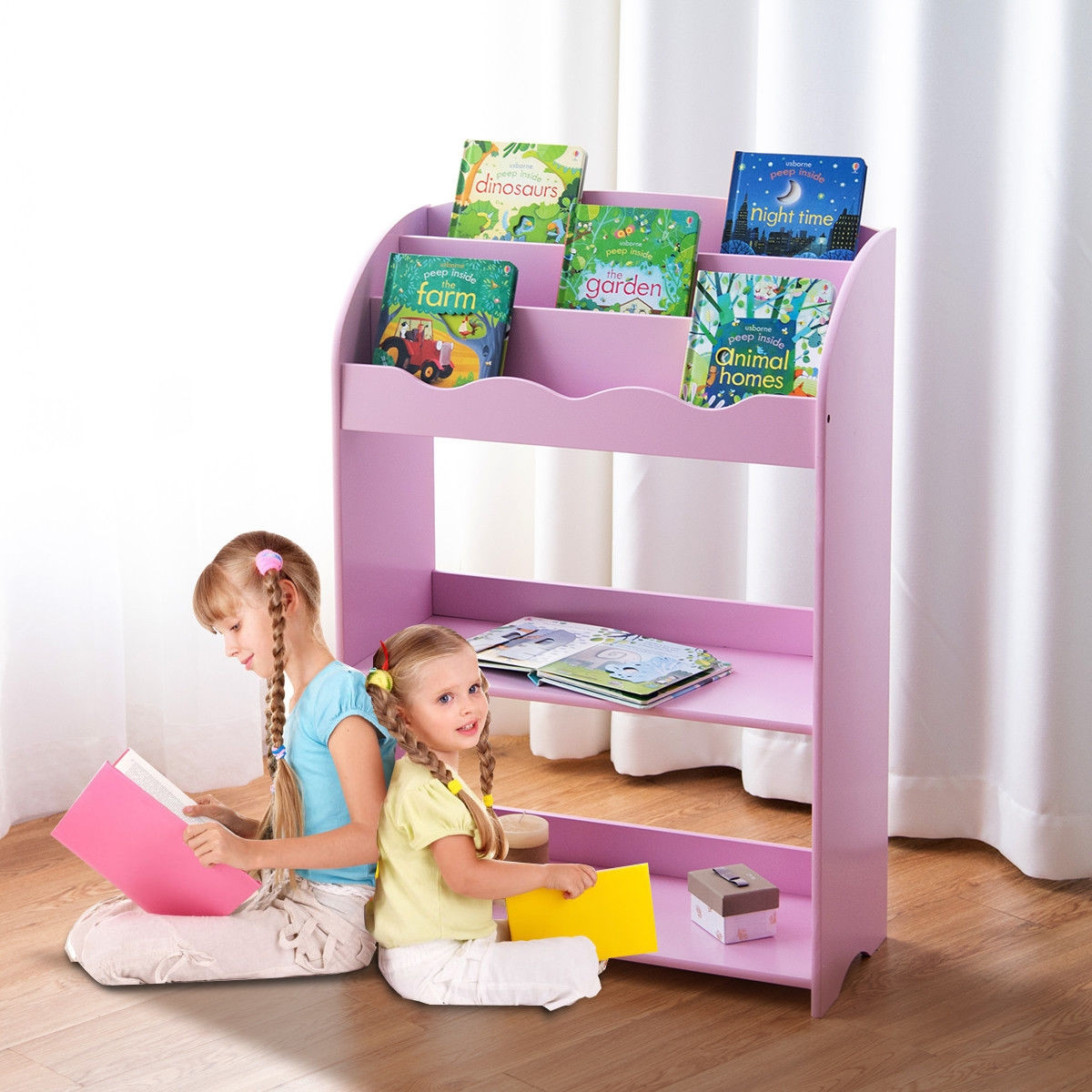 3-Tier Kids Bookshelf Magazine Storage Bookcase