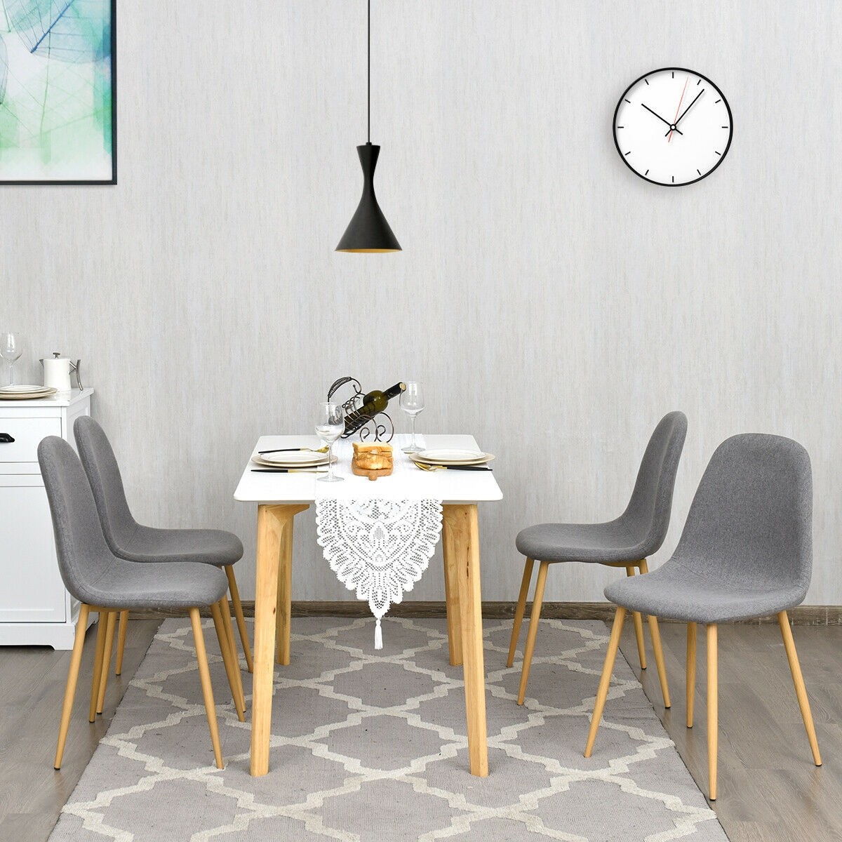 Set Of 4 Gray Accent Dining Chairs