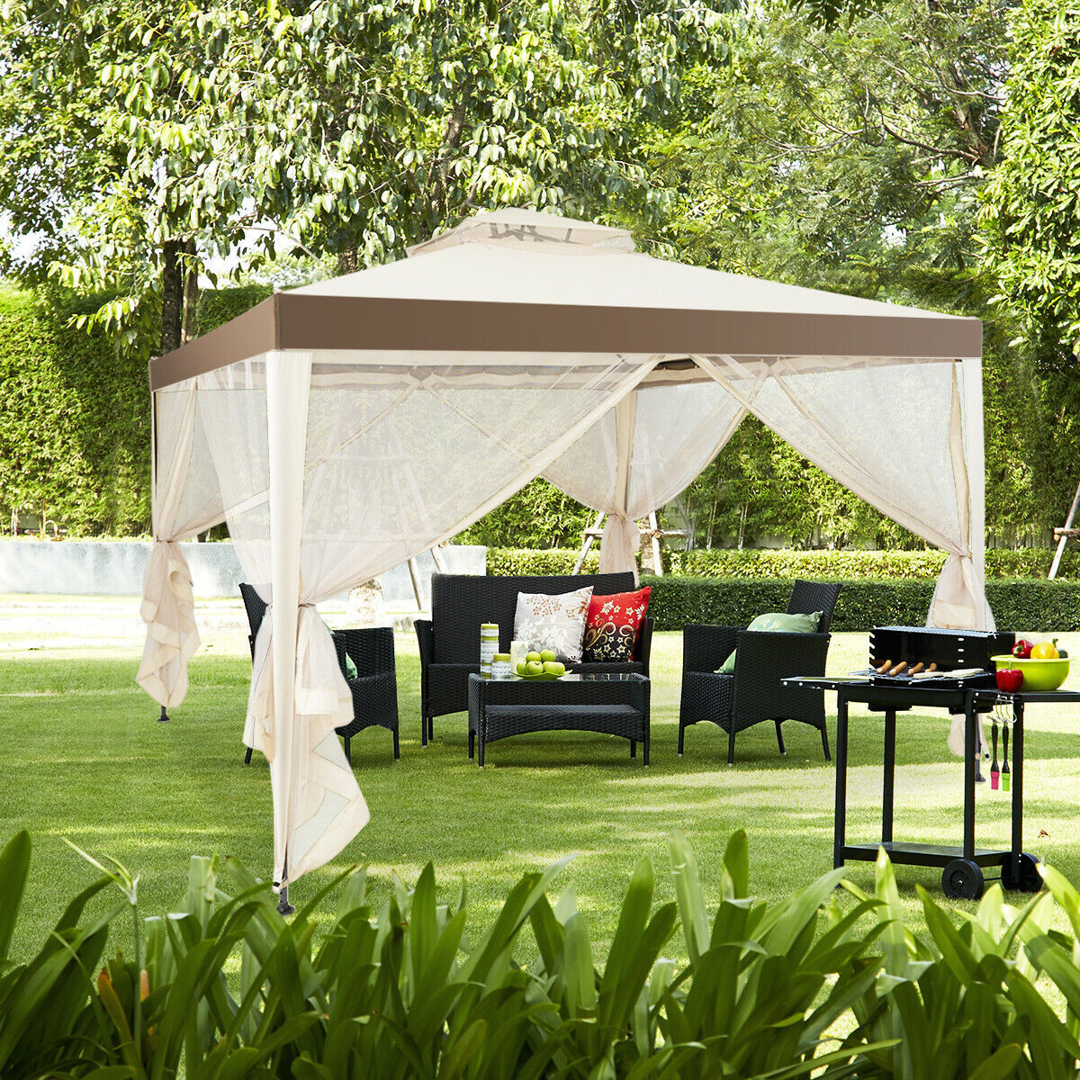 Canopy Gazebo Tent Shelter Garden Lawn Patio With Mosquito Netting