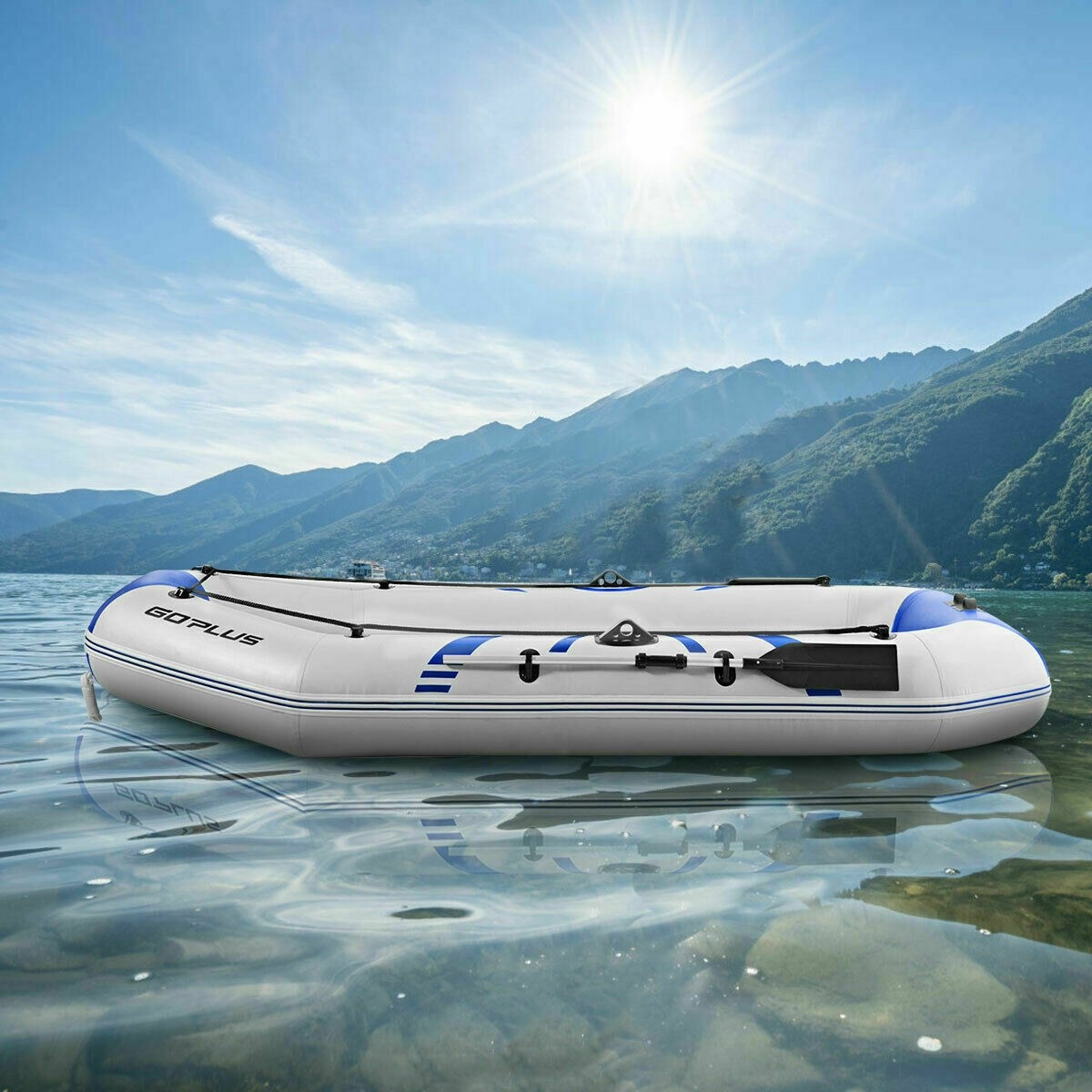 3-4 Persons Inflatable Fishing Boat With Oars And Air Pump