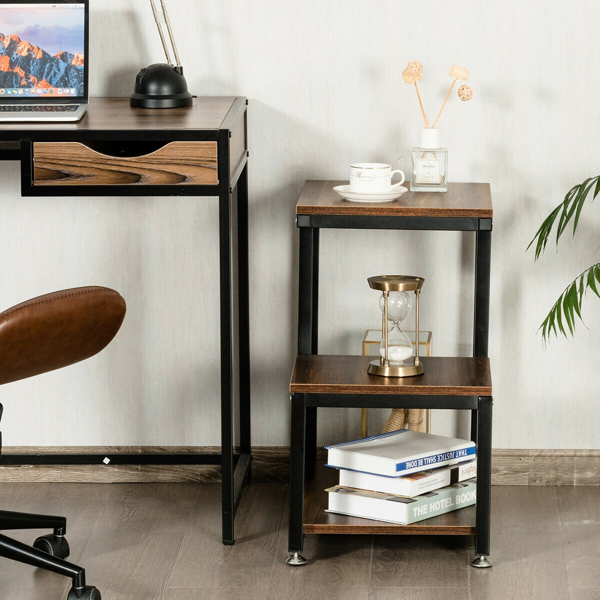 3-Tier Living Room Side Table With Storage Shelf