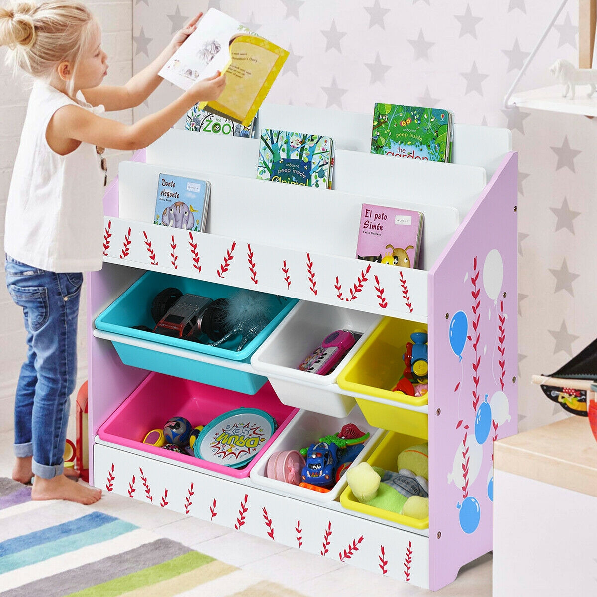 Kids Toy Storage Organizer Children Storage Bins And Book Sleeves