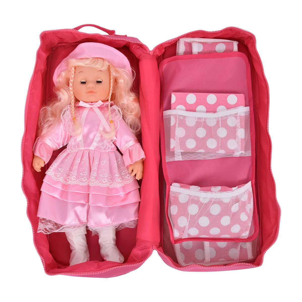 18 In. Doll Travel Carrier Case Bag With Bed And Bedding