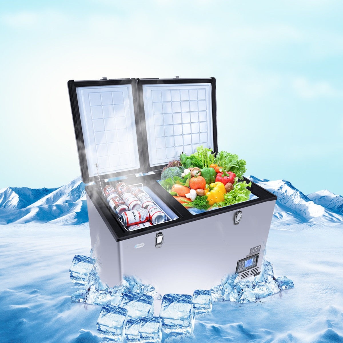105-Quart Portable Electric Compressor Camping Cooler Refrigerator