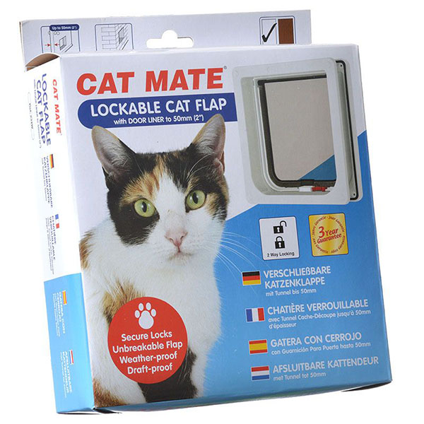 Cat Mate Self Lining Lockable Cat Door - White - Self Lining Cat Door