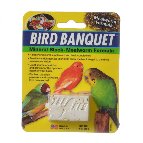 Zoo Med Bird Banquet Mineral Block - Meal worm Formula - Small - 1 Block - 1 oz - 6 Pieces