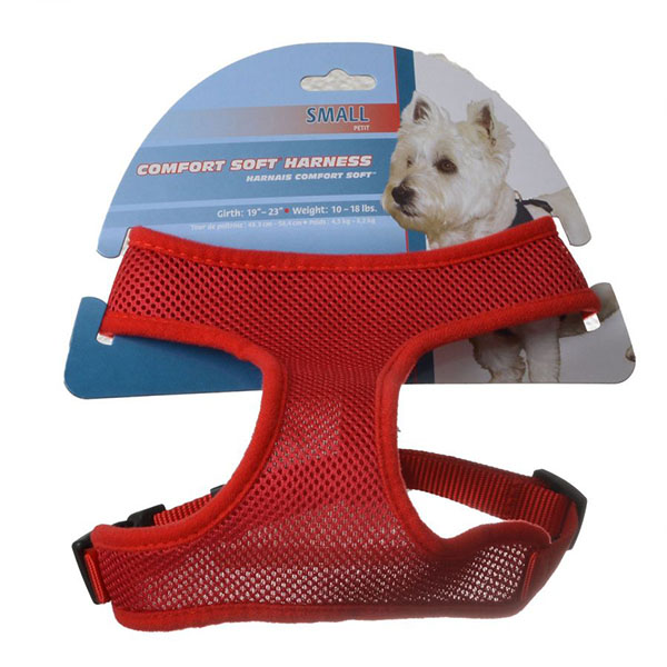 Coastal Pet Comfort Soft Adjustable Harness - Red - Small - 5/8 in. Wide - Girth Size 19 in. - 23 in.