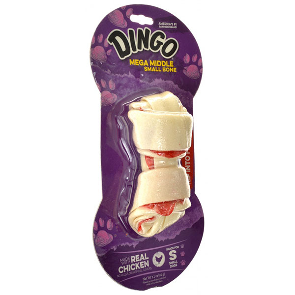 Dingo Double Meat Rawhide and Meat Chew Bone - Small - 4 in. Long - 1 Pack - 4 Pieces