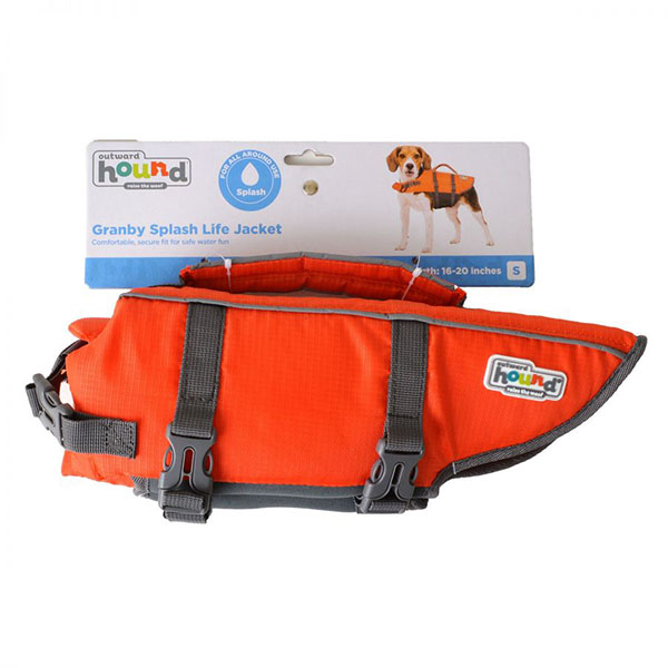Outward Hound Pet Saver Life Jacket - Orange and Black - Small - Dogs 15-25 lbs - Girth 19 in. - 24 in.