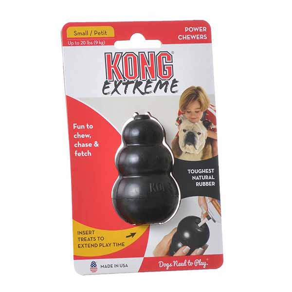 Kong Extreme Kong Dog Toy - Black - Small - Dogs up to 20 lbs - 2.75 in. Tall x .75 in. Diameter - 2 Pieces