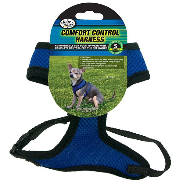 Four Paws Comfort Control Harness - Blue - Small - For Dogs 5-7 lbs - 14 in. - 16 in. Chest and 8 in. - 10 in. Neck