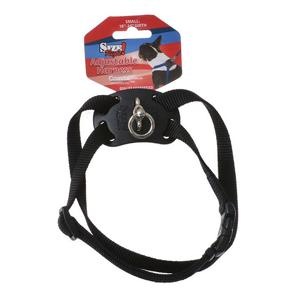 Coastal Pet Size Right Nylon Adjustable Harness - Black - Small - Girth Size 18 in. - 24 in.