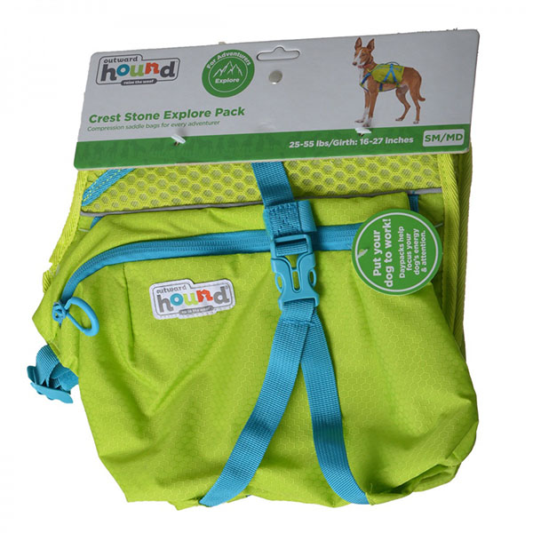 Outward Hound Crest Stone Explore Pack for Dogs - Green - Small/Medium - 25-55 lbs - 16 in. - 27 in. Girth