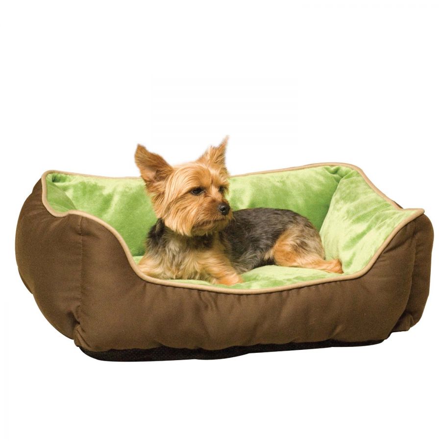 Kand H Pet Products Self Warming Sleeper Lounge - Mocha and Green - Small 16 Long x 20 Wide