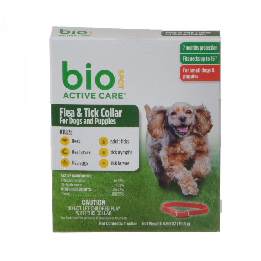 Bio Spot Active Care Flea and Tick Collar for Dogs - Small - 1 Pack - Necks up to 15 - 3 Pieces