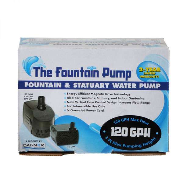 Danner Fountain Pump Magnetic Drive Submersible Pump - SP-120 - 120 GPH - with 6 in. Cord