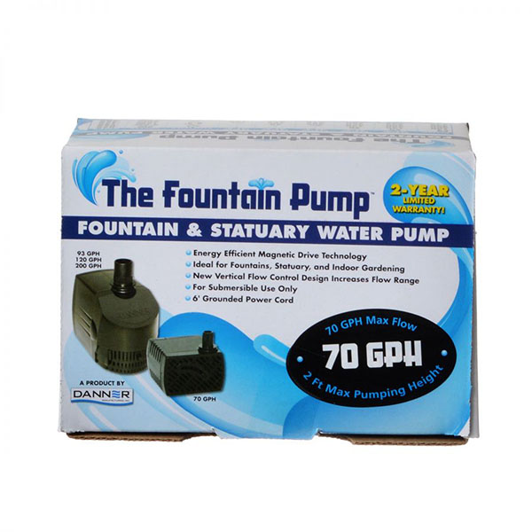 Danner Fountain Pump Magnetic Drive Submersible Pump - SP-70 - 70 GPH - with 6 in. Cord