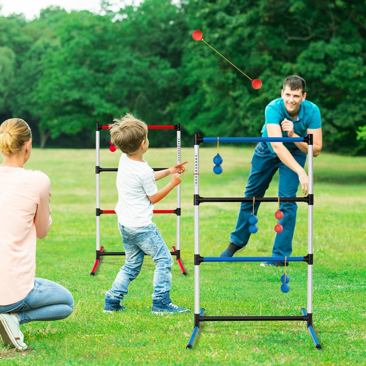 Indoor Outdoor Portable Ladder Ball Toss Game Set With Bag