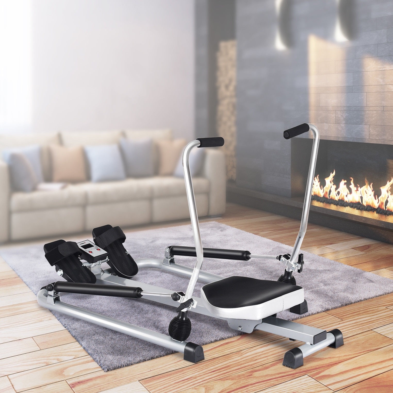 Exercise Adjustable Double Hydraulic Resistance Rowing Machine