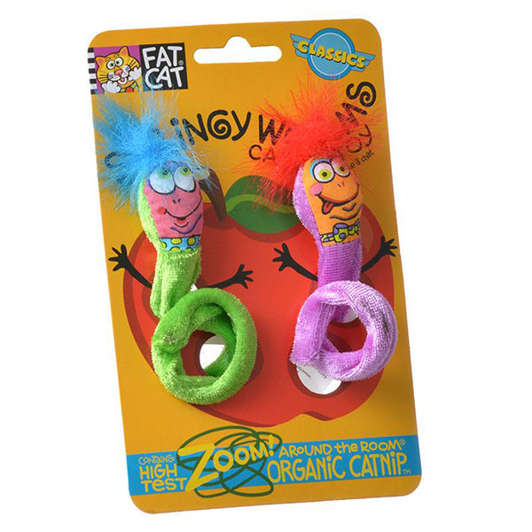 Fat Cat Springy Worm Catnip Toy - Assorted - Springy Worm Catnip Toy - 4 Pieces