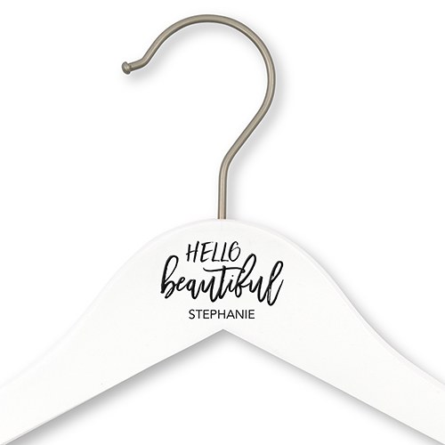Personalized Wooden Wedding Clothes Hanger - Hello Beautiful