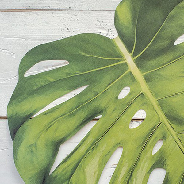 Tropical Monstera Leaf Die-Cut Paper Placemat Sheets